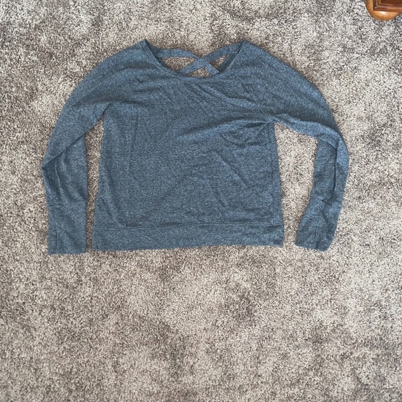 Off-the-Shoulder, Cross Back Sweatshirt - Picture 1 of 3